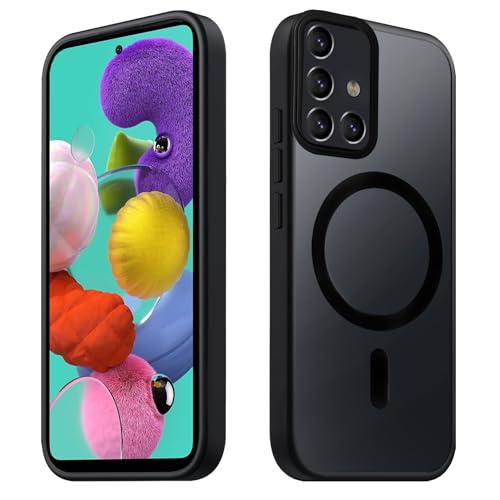 Tawarror Magnetische für Samsung Galaxy A51 4G Hülle, Matt Transluzente Handyhülle für Samsung A51 PC Rückseite Kratzfest TPU Fallschutz Stoßfest Anti-Fingerabdruck Matte Schutzhülle, Schwarz