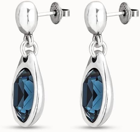 UNOde50 DESTELLOS SPARKLES Earrings, Sterling Silver-Plated with Blue Faceted Crystals
