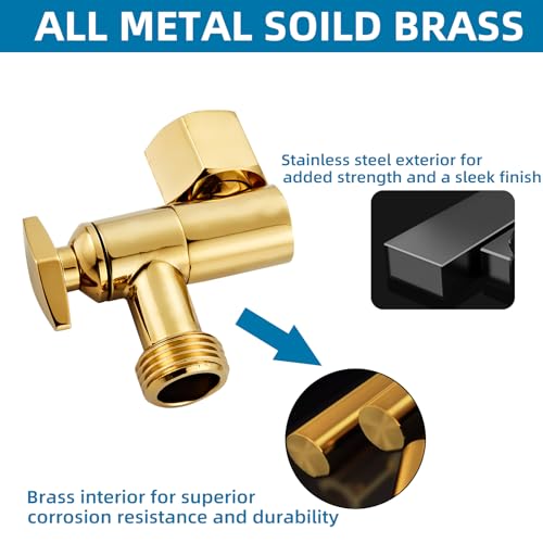 RTTWYYUU Metal Shower Head Elbow Adapter, 360 ° Adjustable Swivel Brass Showerhead Adapter Stainless Steel Shower (Gold) by RTTWYYUU - Image 6
