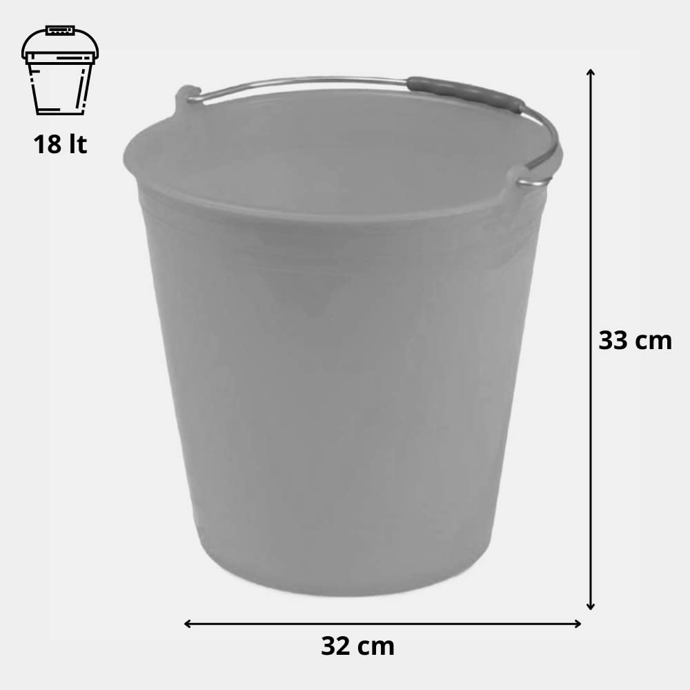 Secchio in plastica con manico in ferro e impugnatura (18 Lt)