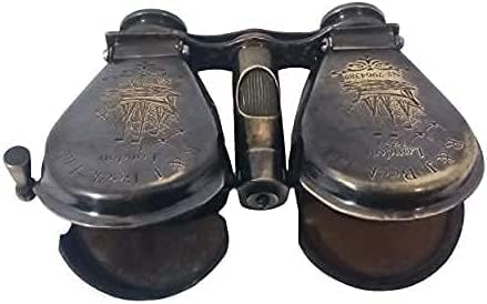 Vintage Brass Binoculars, Antique Folding Monocular Nautical Telescope Spyglass Replica in Black
