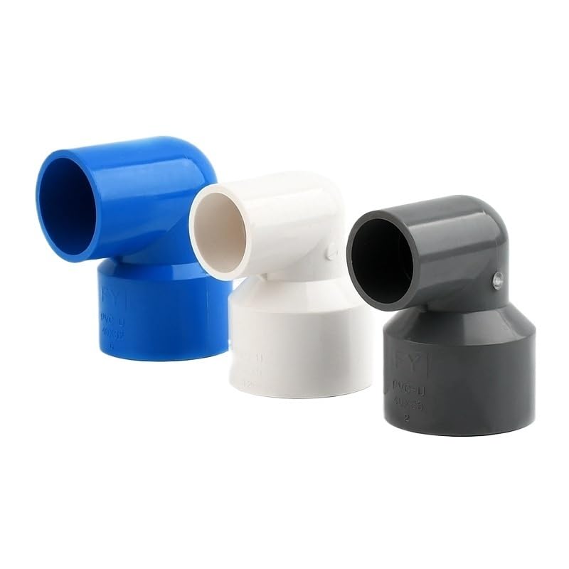 Conector de tubería de soldadura con disolvente métrico de 20,25,32,40,50,63 mm p/;vc 90°, codo reductor métrico solvente para acuario, estanque agrícola y jardín (63-25 mm, gris (2 piezas))