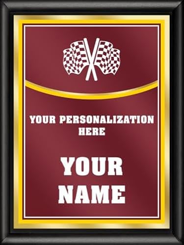 Crown Awards Racing Plaque Award, 6x8 Recognition Award with Custom Engraving, Maroon with Gold Printed Plaque On Shiny Black Finish