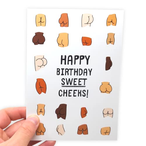 Sleazy Greetings Funny Birthday Card For Women or Men - 5 x 7 Inch Adult For Friend Bday Card with Matching Envelope - Happy Birthday Sweet Cheeks! - Thumbnail 4