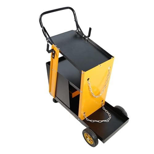 Multifunctional Welding car, Equipped with Two Safety Chains' Two Front 360° Rotating Universal Wheels, MIG, TIG, Plasma Cutter and Other Equipment Placed (227P220276-9)