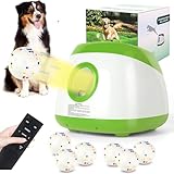 JIGNAY Big Automatic Ball Launcher for Dogs, Automatic Dog Ball Launcher with 3 Distance 26Ft-79Ft, Ball Launcher for Medium&Large Dogs, 6 Etpu Balls Included (Grass Green)