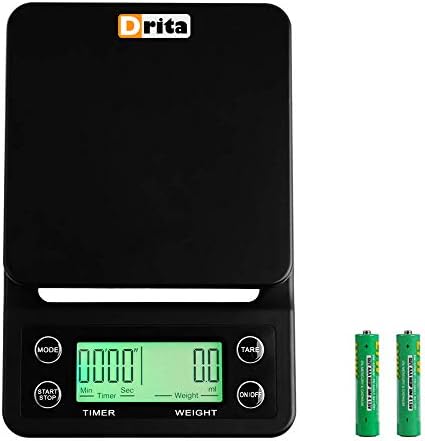 Nourish Digital Kitchen Food and Coffee Scale + Timer: Precision Sensors, Large Glass Weight Platform, and Large Backlit Display
