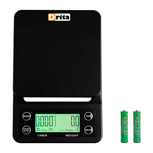 Nourish Digital Kitchen Food and Coffee Scale + Timer: Precision Sensors, Large Glass Weight Platform, and Large Backlit Display