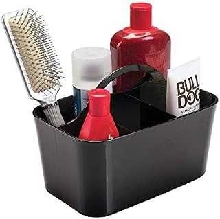 mDesign Plastic Portable Storage Organizer Caddy Tote - Divided Basket Bin, Handle