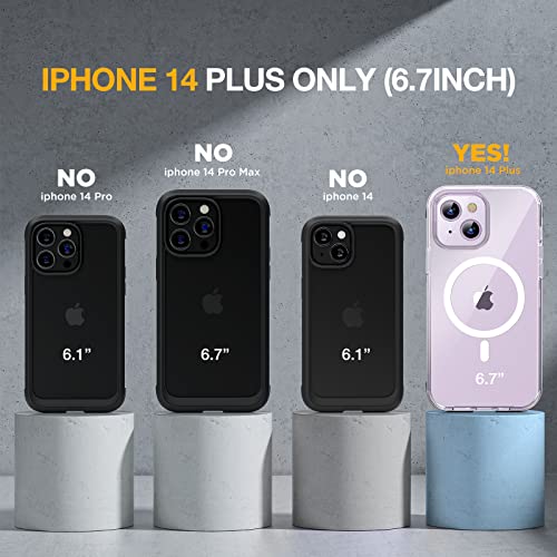 Miracase Glass Series Designed for iPhone 14 Plus Case 6.7 inch, 2023 Upgrade Full-Body Magnetic Clear Case with Built-in 9H Tempered Glass Screen Protector,Compatible with MagSafe,Clear Glitter by Miracase - Used condition - Image 7