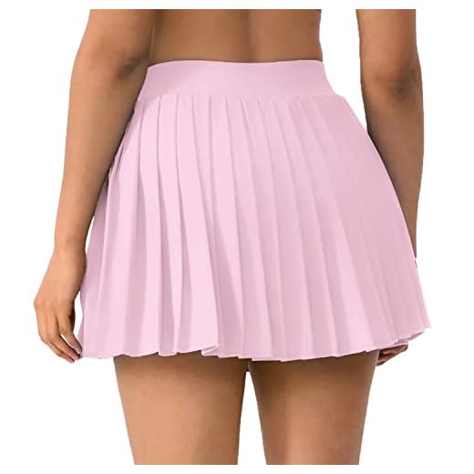 COOrun Women Pleated Tennis Skirt with Shorts High Waisted Athletic Golf Skorts Workout Sports Skirts Pastel Pink
