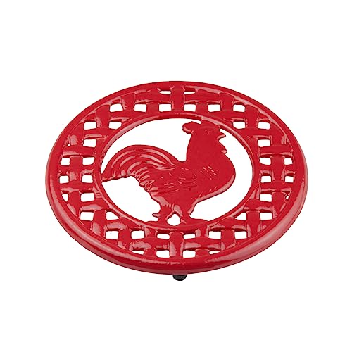 Home Basics Cast Iron Rooster Trivet (Red)