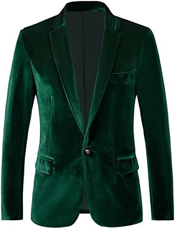 RONGKAI Mens Velvet Blazer Slim Fit Fashion Suit Jacket for Wedding Prom Dinner Party (Green, 2XL)