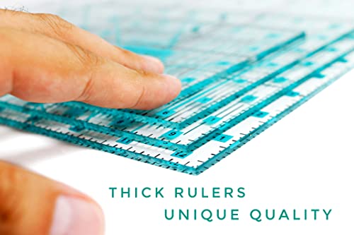 6 Pieces Super Set Not Overpriced! Complete Quilting Rulers: Square 12.5x12.5, 9.5x9.5, 6.5x6.5, 4.5x4.5 in. Plus 6x12 and Right Triangle 8". Patchwork. Clear Templates Ruler. Accurate Design. Racks. by VALLENWOOD - Used condition - Image 2