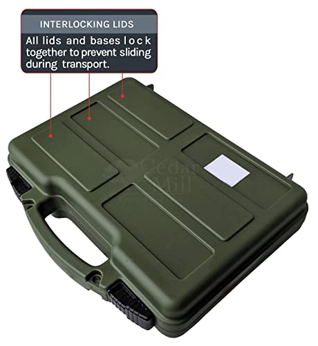 Cedar Mill Fine Firearms Professional Display Package | Tsa Approved Hard Gun Pistol Case- Olive Green With Premium Custom Eva Foam #TOP5