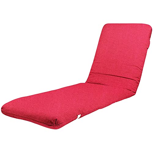 TIENDA EURASIA - Cojín para Tumbona de Jardín, Relleno de Fibra Acolchada, Funda de Tela Lavable con Cremallera, Cojines para Tumbonas (120 x 50 x 6 cm, Rojo)