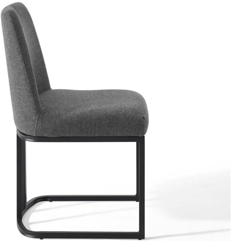 Modway Amplify Sled Base Upholstered Fabric Dining Side Chair, Black Charcoal