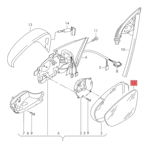 Verre de rétroviseur grand angle anti-reflet pour Jetta 6 et EOS avant - 4