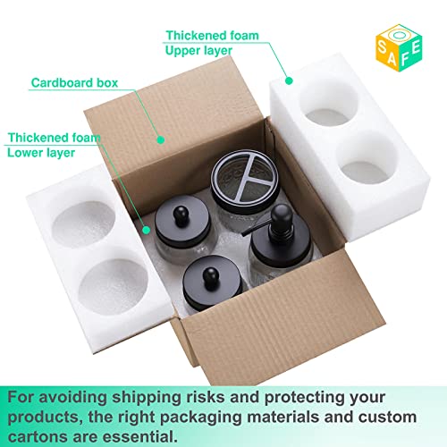 Mason Jar Bathroom Accessories Set 4 Pcs - Lotion Soap Dispenser & Toothbrush Holder & 2 Cotton Swab Holders - Rustic Farmhouse Bathroom Decor Countertop Vanity Organizer, Black #TOP6