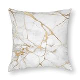 TESIQIMT Throw Pillow Cover,Abstract White and Gold Marble,Durable Decorative Pillowcase,Modern Holi