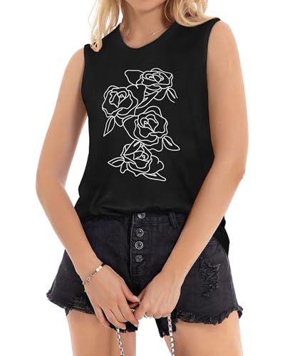 Image of Womens Tank Tops Summer Casual Sleeveless Top Loose Fit Basic Tunic Shirts