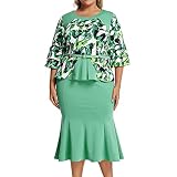 BEDEN 2023 Mode pour les femmes Oneck demi manches longueur Plus Size Print parole longueur robe décontractée robe de loisirs femmes, vert, XXXL