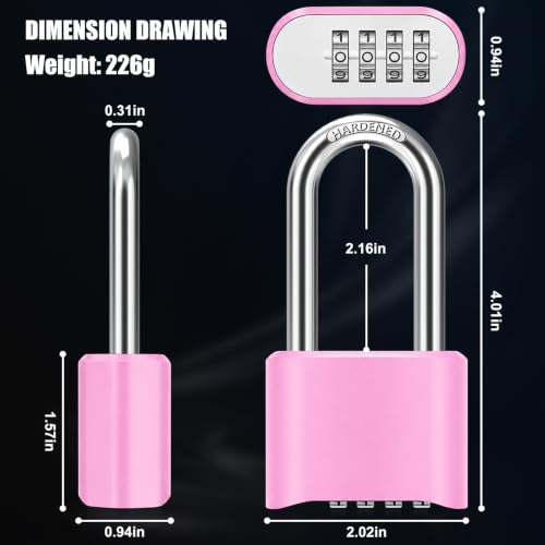 Image of Diyife Outdoor Weatherproof Combination Padlock, 2.44in Long Shackle Combination Padlock, [Design of Hidden Password] High Security for Sheds Fence, Locker, Home, School, Garage, Garden, Pink