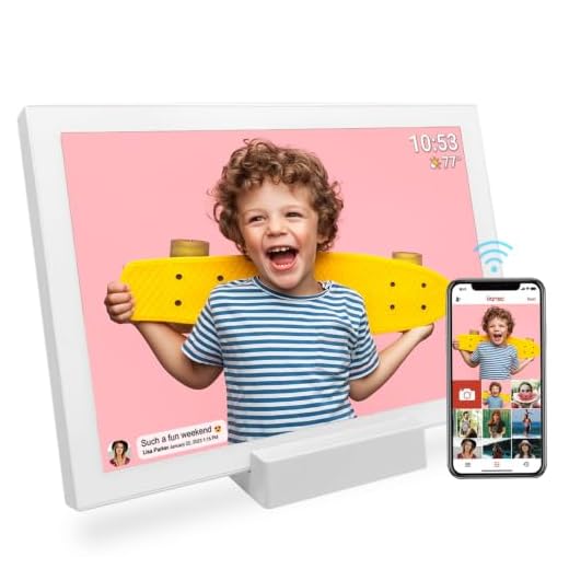 FRAMEO 10.1 Inch WiFi Digital Photo Frame with 5000mAh Battery,1280x800 HD IPS LCD Touch Screen,Auto-Rotate Portrait and Landscape,32GB Storage,Share Moments Instantly via Frameo App from Anywhere