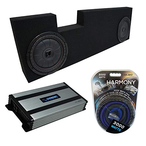 Compatible with 2001-2014 Ford F250 F350 Super Crew Truck Kicker Bundle CompVT CVT12 Dual 12 Sub Box Enclosure & Harmony HA-A800.1 Amp