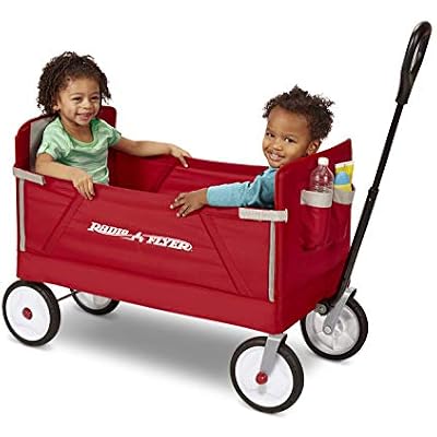 Radio Flyer 3-in-1 EZ Folding Wagon Ride On for Kids, Garden, Cargo, Red Collapsible Wagon