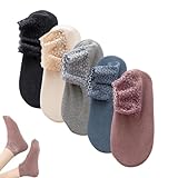 Fashion Lace Warmer Socks for Women, Cozy Non-Slip Ankle Socks with Lace Trim, Cute Ruffle Short Sock for Autumn Winter (5PCS-A)