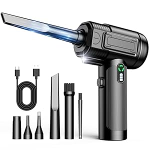 Plumero de aire comprimido: plumero de aire eléctrico de 100000 RPM con luz LED Mini soplador de aire recargable inalámbrico de limpieza de teclado Jet Dry Soplador – Kit de limpieza para automóvil