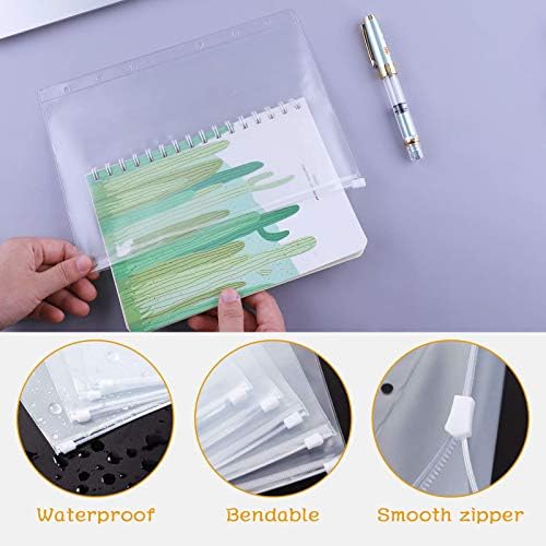 Skycase Pack of 12 A6 Document Wallets, Loose Leaf Folder, Translucent Plastic Loose Leaf Pocket, 6-Hole Binding, PVC Document Bag with Zip, Suitable for A6 Notebooks, Size A6