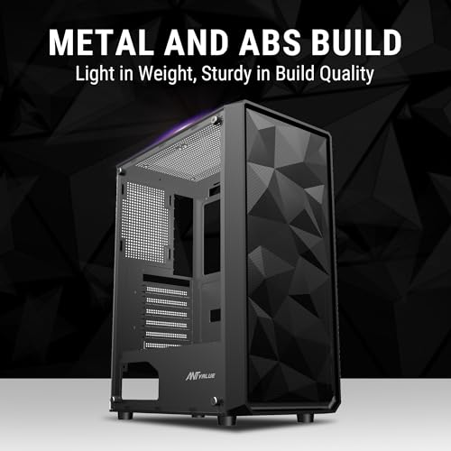 Ant Value Tempered_Glass VM41 Mid-Tower Computer Case/Gaming Cabinet - Black | Support ATX, M-ATX, ITX | Pre-Installed 3 Front & 1 Rear Rainbow Fans - Image 5