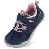 FEETCITY Kids Barefoot Shoes Wide Toddler Shoes Zero Drop Minimalist Shoe Kids Sneakers Boys Girls Walking Shoe 3 Big Kid Navy Pink