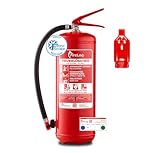 FireLoq 6kg Pulver Feuerlöscher für Brandklasse ABC mit 27A 183B C ergibt 9 LE Dauerdruck inkl....