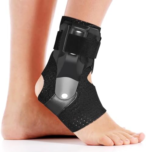 DRwelland Ankle Brace with Side Stabilizers -Adjustable Ankle Support for Sprains, Sports Injuries, Plantar Fasciitis, Injury Recovery, Best Ankle Support for Running, Basketball, Volleyball (Large)