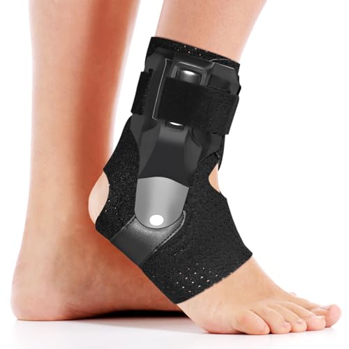 DRwelland Ankle Brace with Side Stabilizers -Adjustable Ankle Support for Sprains, Sports Injuries, Plantar Fasciitis, Injury Recovery, Best Ankle Support for Running, Basketball, Volleyball (Large)
