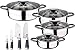 Batteria da cucina, 8 pezzi, adatta per induzione, San Ignacio, in acciaio inox, con set di 4 coltelli da cucina