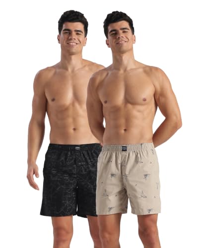 Image of Jockey US57 Men Super Combed Mercerized Cotton Woven Printed Boxer Shorts with Side Pockets (Pack of 2, Prints May Vary)