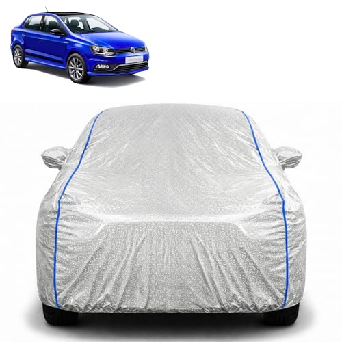 Image of Waterproof Car Cover for Volkswagen Ameo | All Weather Protection | UV Resistant & Dustproof | Soft Cotton Lining to Prevent Scratches | Triple Stitched with Mirror Pockets & Elastic Hem