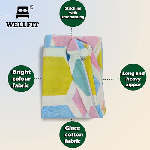 Image of WELLFIT Premium Glace Cotton 300 TC Mattress Cover /Protector for Queen Size Bed with Zip /Chain /5x6.5 ft / 60x78x6 inch