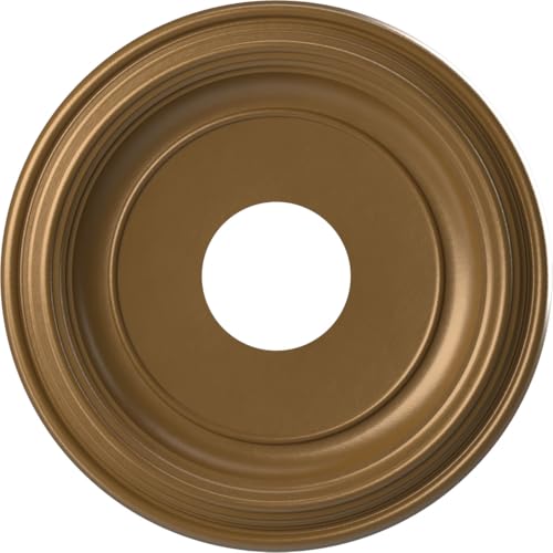 13"OD x 3 1/2"ID x 1 1/4"P Traditional Thermoformed PVC Ceiling Medallion (Fits Canopies up to 7 1/2"), Metallic Gold Rush