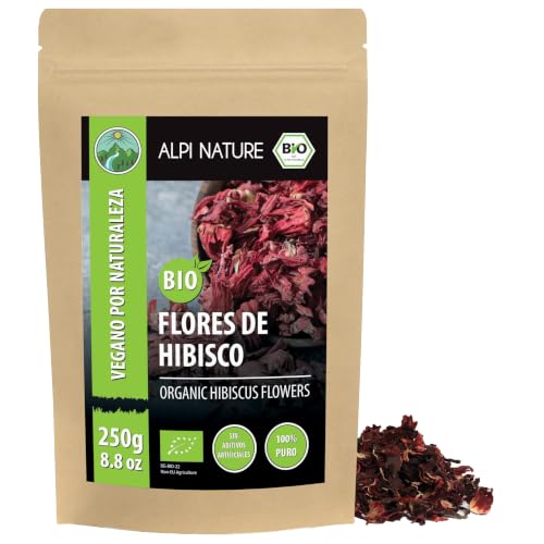 Alpi Nature Té de Hibisco Flor de Jamaica Orgánica 250g, Flor de Hibisco Seca Entera, Hibiscus Tea Alpi Nature Té de Hibisco Flor de Jamaica Orgánica 250g, Flor de Hibisco Seca Entera, Hibiscus Tea