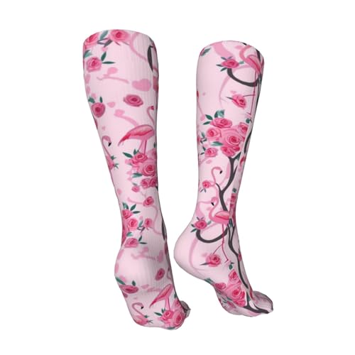 Pink Roses Compression Socks for Kids Boys Girls, Knee High Soccer Socks Long Tube Funny Gifts for Running Sports Travel 19.8in2