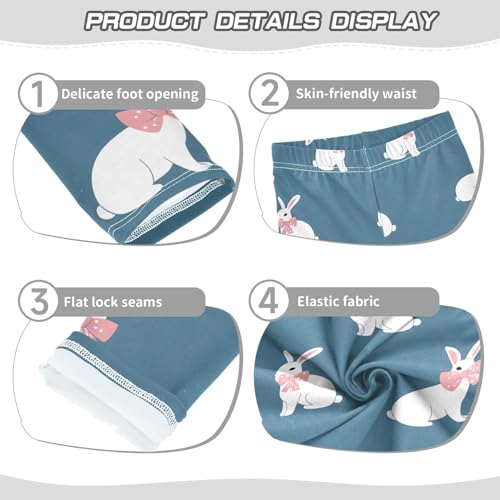 ALAZA Girls' Leggings Children's Yoga Pants Skinny Printed Dance Rabbit Bow Comfortable 4T2