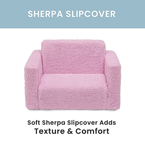 Delta Children Cozee Flip-Out Sherpa 2-In-1 Convertible Chair To Lounger For Kids, Pink #TOP5