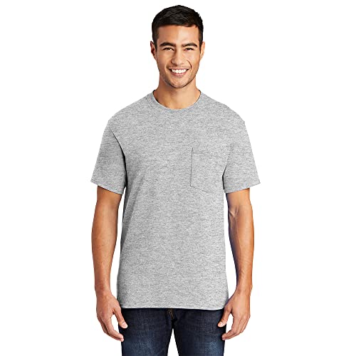 50/50 Cotton Polyester Tee Men's Tall Short Sleeve Core Blend Pocket Crew 50/50 Cotton Poly Tee