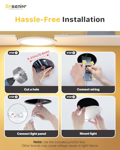 image for Ensenior 12 Pack 6 Inch LED Recessed Ceiling Light, Dimmable, 2700K-50