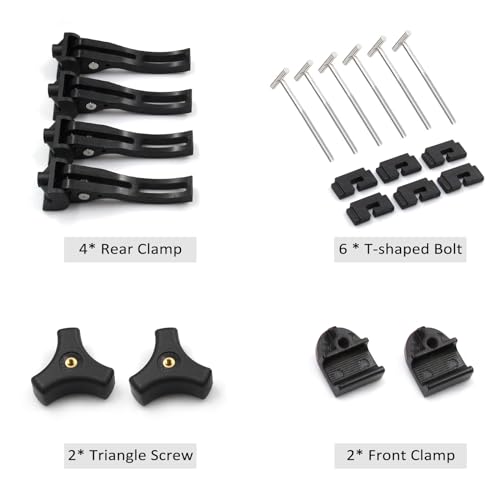 Shkalacar Truck Tonneau Cover Replacement Installation Accessory Rear Clamp Front Clamp, for Hard Tri-fold Quad-fold Truck Bed Cover Include Screw, T-Bolt and Tonneau Cover Clamp, 4X Rear Clamp